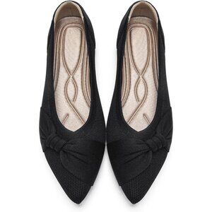 Women's Pointed Toe Knit Black Flats Comfortable Lightweight Dressy Casual Shoes